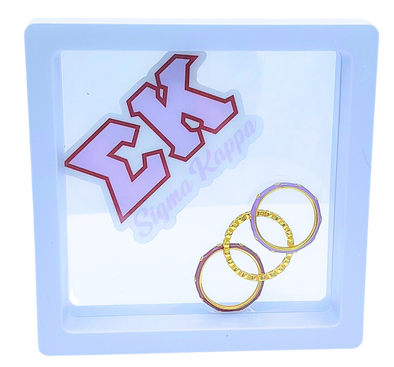Sigma Kappa Bezel & Enamel Stack Ring Set