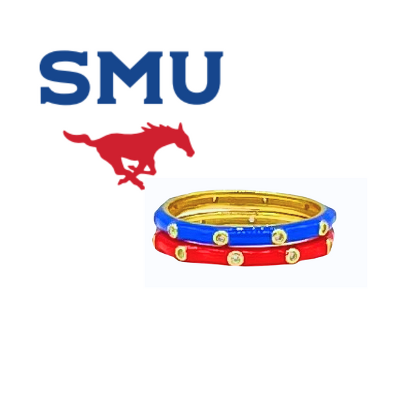 SMU two Enamel Stack Ring Set