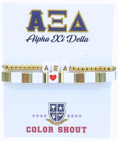 I Love Alpha Xi Delta Bracelet Stack