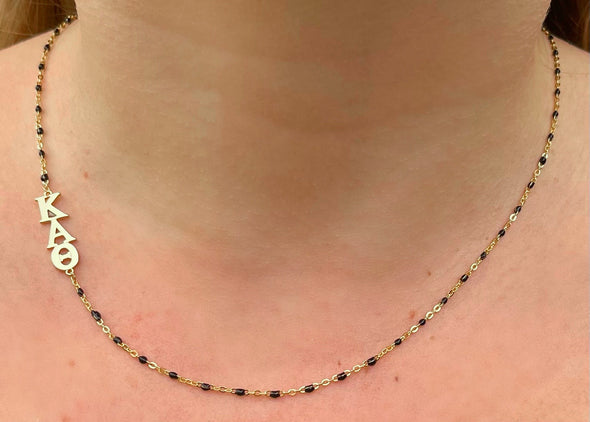 The Kappa Alpha Theta Necklace: Side Set ΚΑΘ Enamel Bead Necklace
