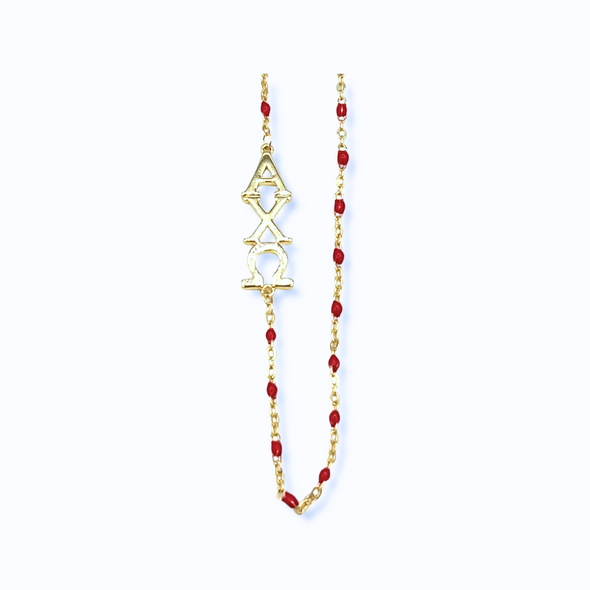 The Alpha Chi Omega Necklace: Side Set ΑΧΩ Enamel Bead Necklace
