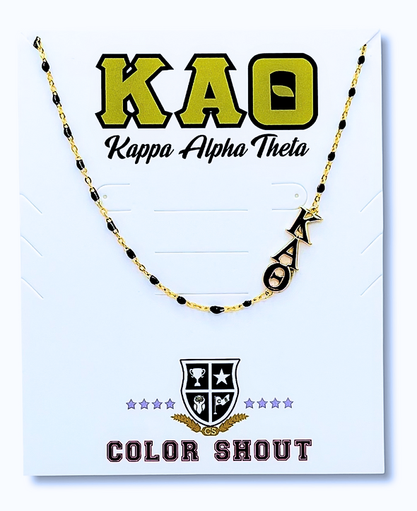 The Kappa Alpha Theta Necklace: Side Set ΚΑΘ Enamel Bead Necklace