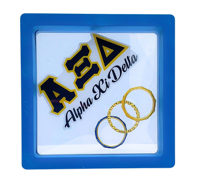 Alpha Xi Delta Bezel & Enamel Stack Ring Set