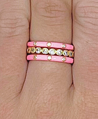 Gamma Phi Beta Bezel & Enamel Stack Ring Set