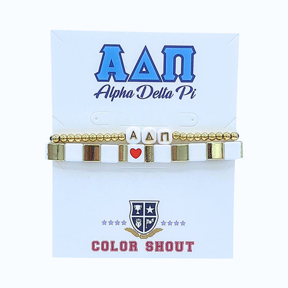 B202 ADP-'I Love' Alpha Delta Pi Bracelet Stack