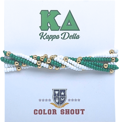B201 - KD-Kappa Delta Colors Stack: Set of 6 Beaded Stretch Bracelets
