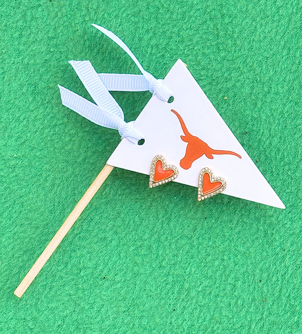 UT Heart Studs on Logo Pennant Flag
