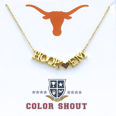 Hook 'Em Gold Heart Necklace