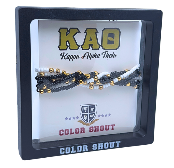 B201 KAT-Kappa Alpha Theta Colors Stack: Set of 6 Beaded Stretch Bracelets