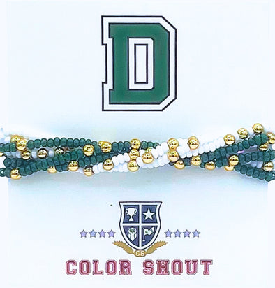 B201- DAR: Dartmouth Colors Stack: Set of 6 Beaded Stretch Bracelets