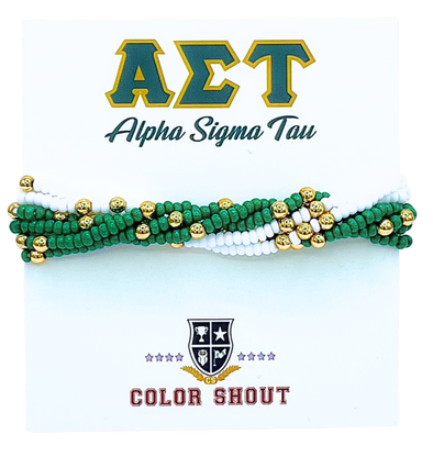 Alpha Sigma Tau Colors Stack: Set of 6 Beaded Stretch Bracelets