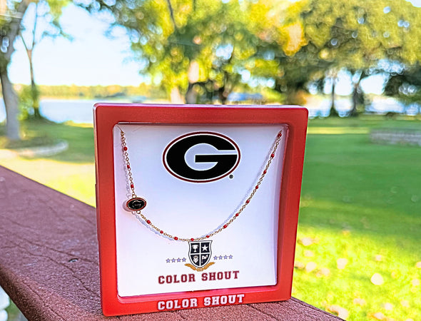 N201 GA-The Georgia Necklace: Side Set G Logo Enamel Bead Necklace