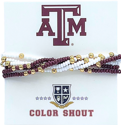 B201 - A&M Colors Stack: Set of 6 Beaded Stretch Bracelets