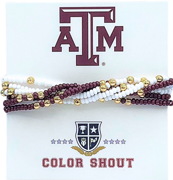 B201 - A&M Colors Stack: Set of 6 Beaded Stretch Bracelets