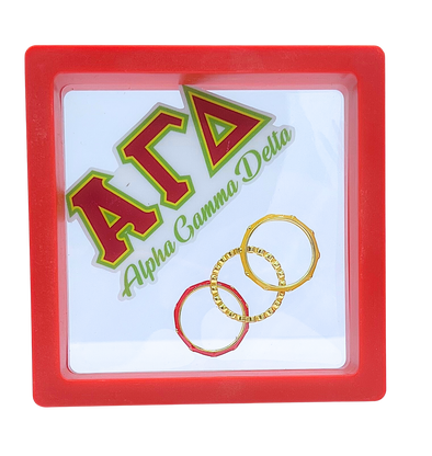 Alpha Gamma Delta Bezel & Enamel Stack Ring Set