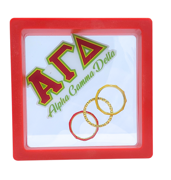 Alpha Gamma Delta Bezel & Enamel Stack Ring Set