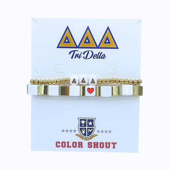 'I Love' Tri Delta Bracelet Stack