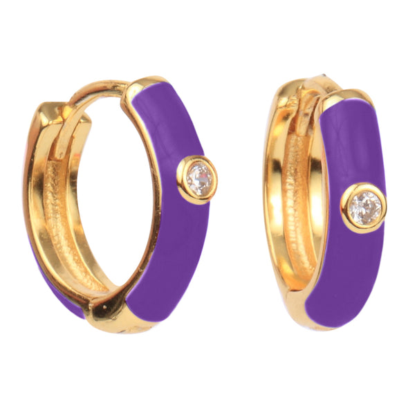 Sigma Sigma Sigma Purple Huggie Hoops