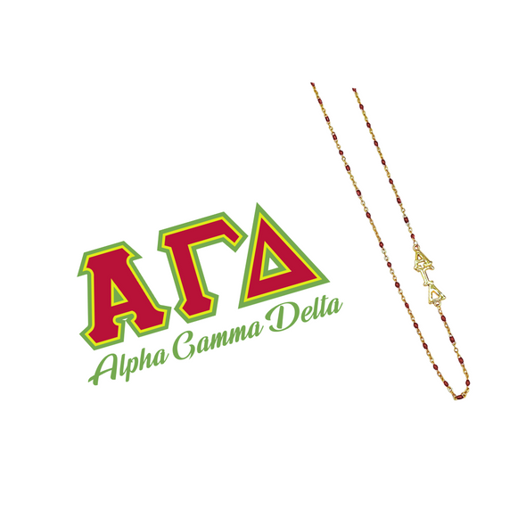 N201 AGD-The Alpha Gamma Delta Necklace: Side Set ΑΓΔ Enamel Bead Necklace