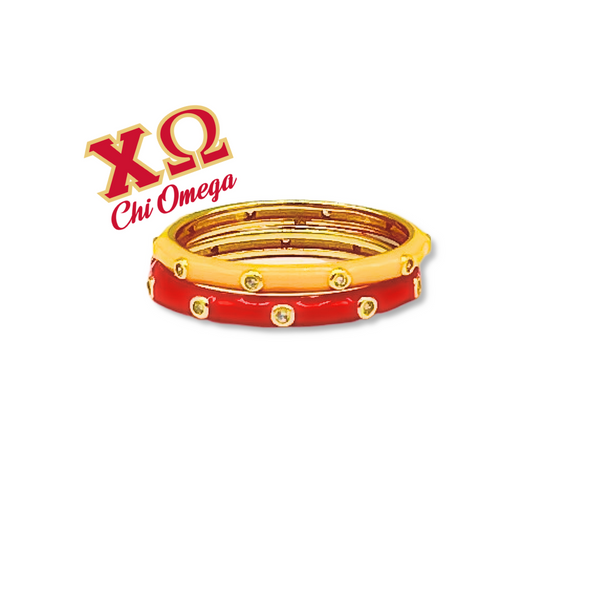 Sorority Colors: 2 Enamel Stack Ring Set