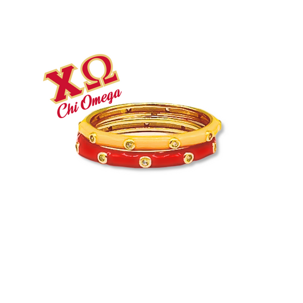 R201 XO-Chi Omega: 2 Enamel Stack Ring Set