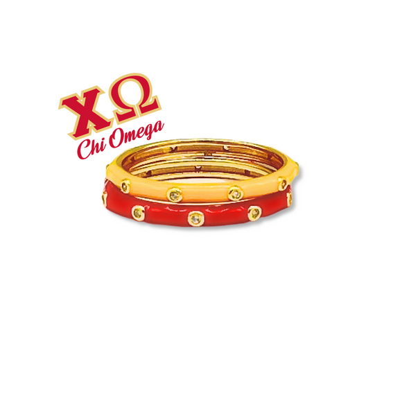 Chi Omega: 2 Enamel Stack Ring Set