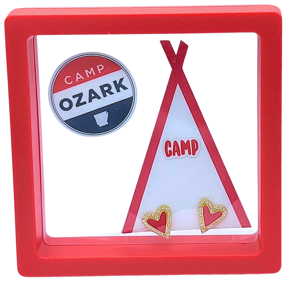 I Love my CAMP: Bright Color Heart Studs on Camp Tent