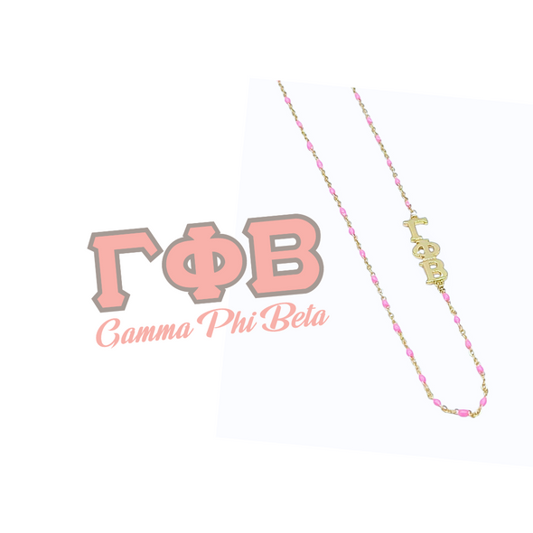 The Gamma Phi Beta Necklace: Side Set ΓΦΒ Enamel Bead Necklace