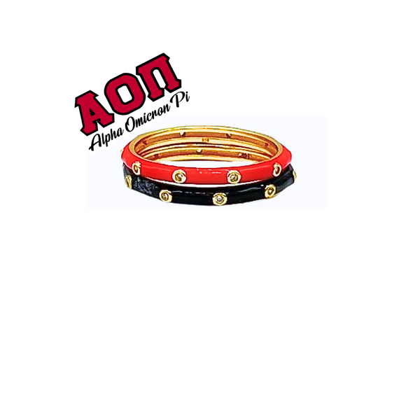 R201 AOP- Alpha Omicron Pi 2 Enamel Stack Ring Set