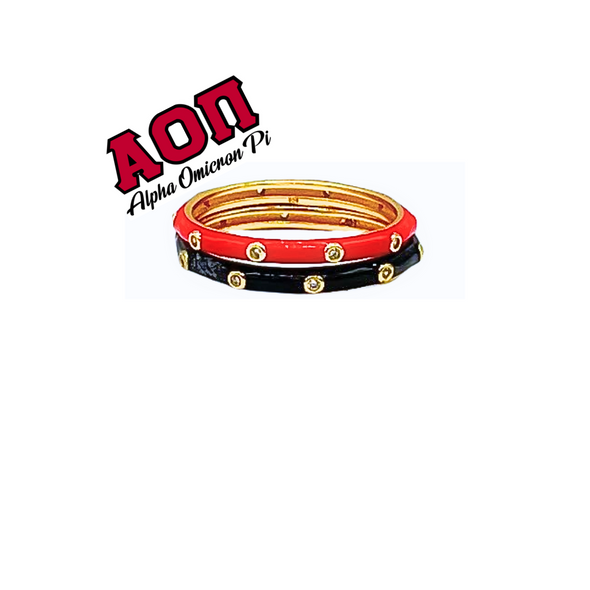 Alpha Omicron Pi 2 Enamel Stack Ring Set