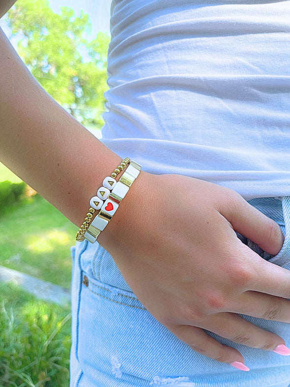 'I Love' Tri Delta Bracelet Stack