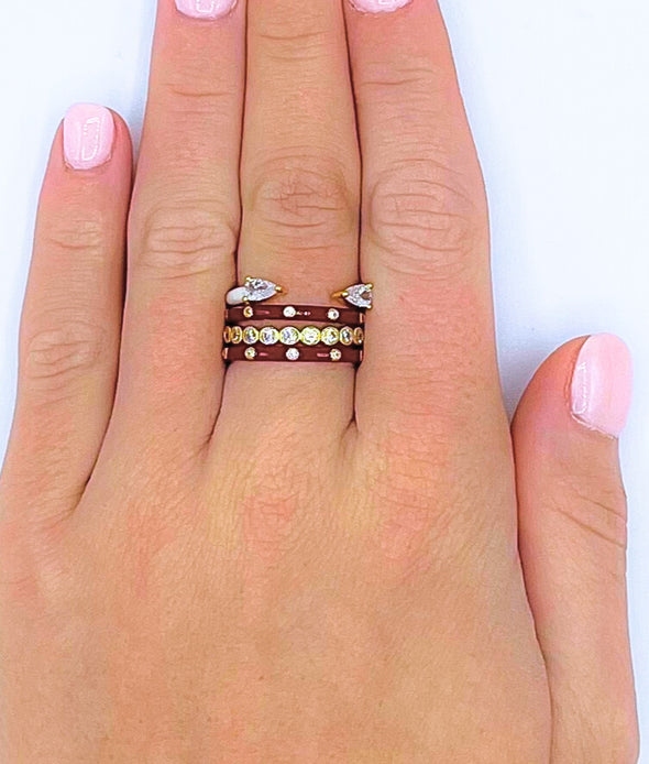 Alpha Phi 3 Enamel Stack Ring Set