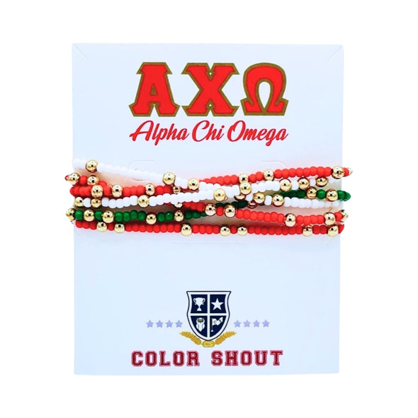 B201-Sorority Colors Stack: Set of 6 Beaded Stretch Bracelets