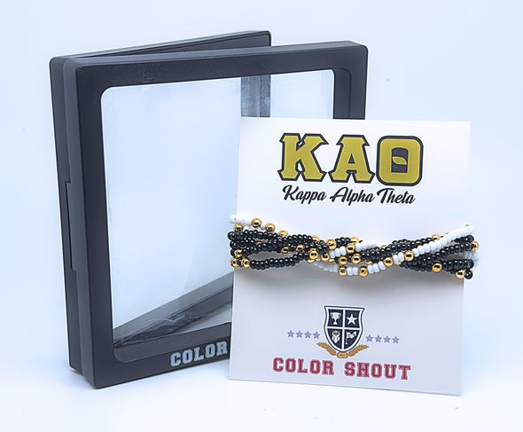 B201 KAT-Kappa Alpha Theta Colors Stack: Set of 6 Beaded Stretch Bracelets