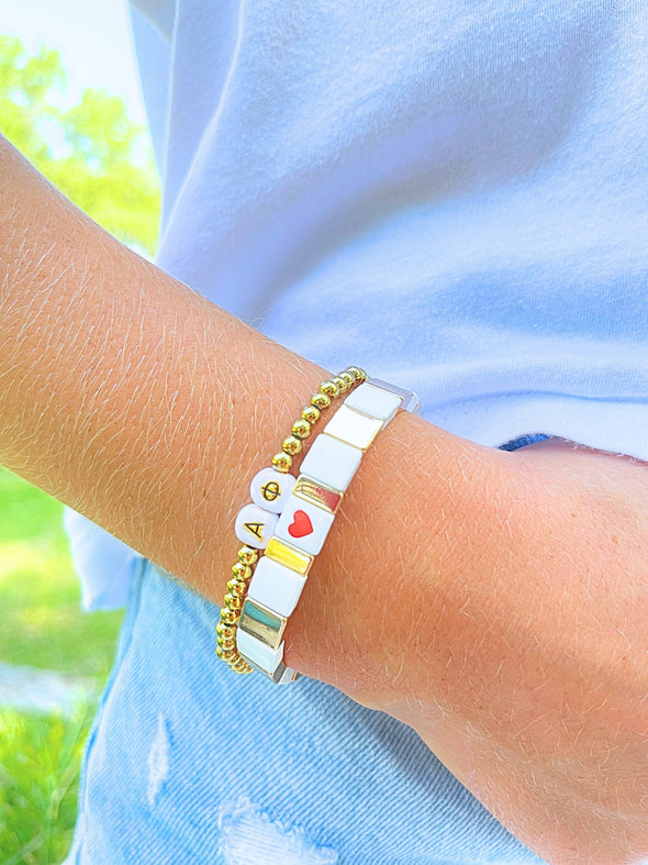 B202 PM-'I Love' Phi Mu Bracelet Stack