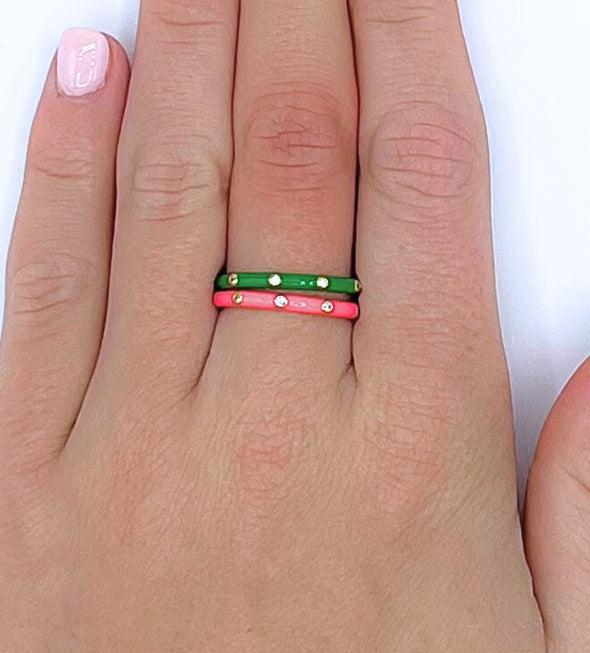 R201 DZ-Delta Zeta 2 Enamel Stack Ring Set