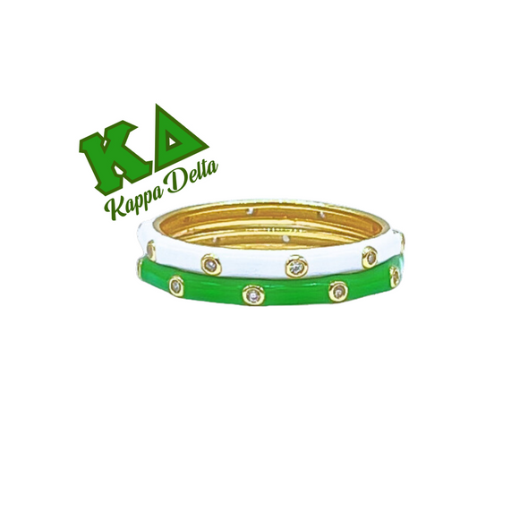 Sorority Colors: 2 Enamel Stack Ring Set