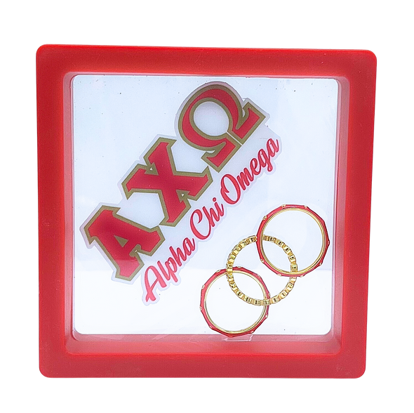 R206 AXO-Alpha Chi Omega Bezel & Enamel Stack Ring Set
