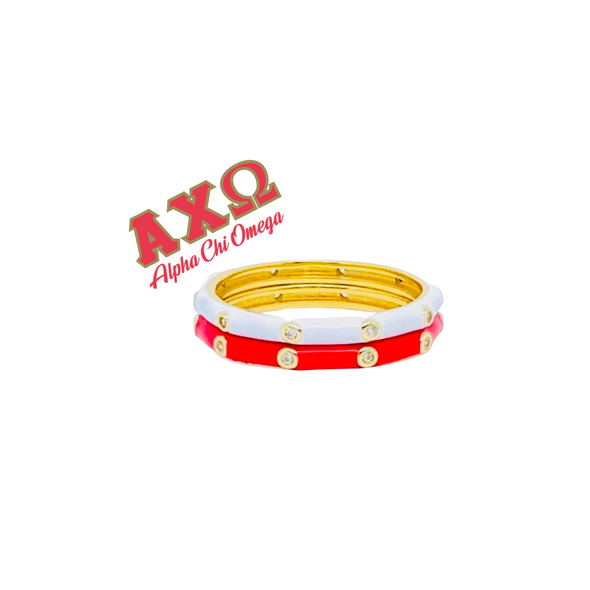 R201-Sorority Colors: 2 Enamel Stack Ring Set