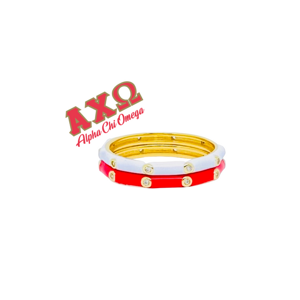 Sorority Colors: 2 Enamel Stack Ring Set