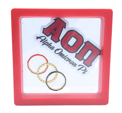 Alpha Omicron Pi Bezel & Enamel Stack Ring Set