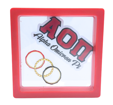 R206 AOP-Alpha Omicron Pi Bezel & Enamel Stack Ring Set