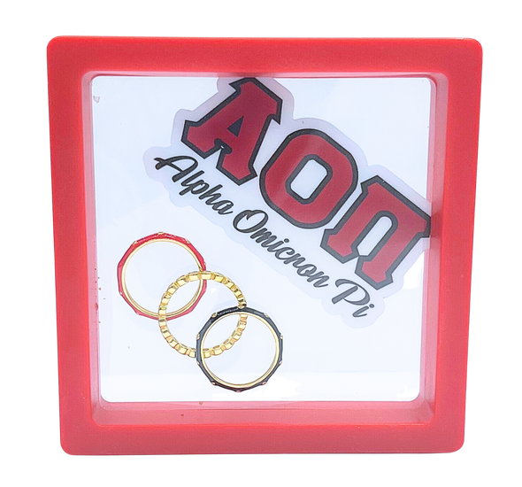 R206 AOP-Alpha Omicron Pi Bezel & Enamel Stack Ring Set
