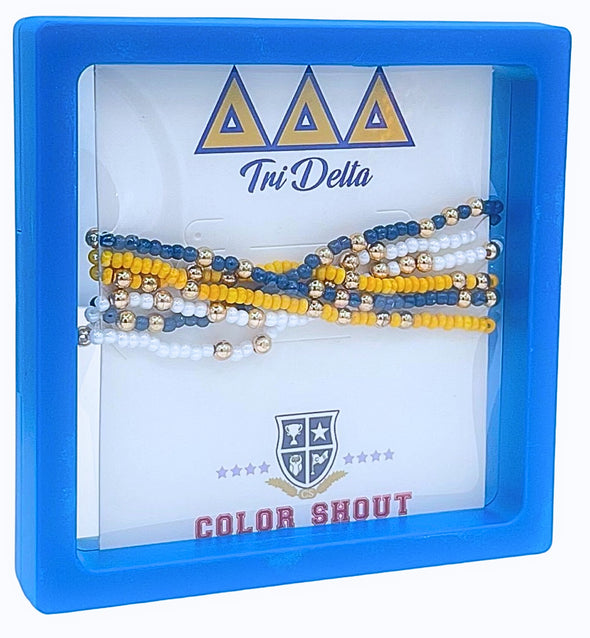 B201-Sorority Colors Stack: Set of 6 Beaded Stretch Bracelets