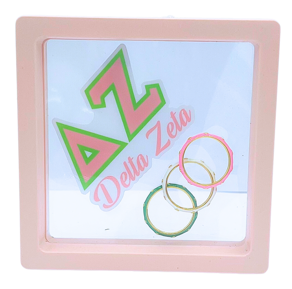 Delta Zeta 3 Enamel Stack Ring Set