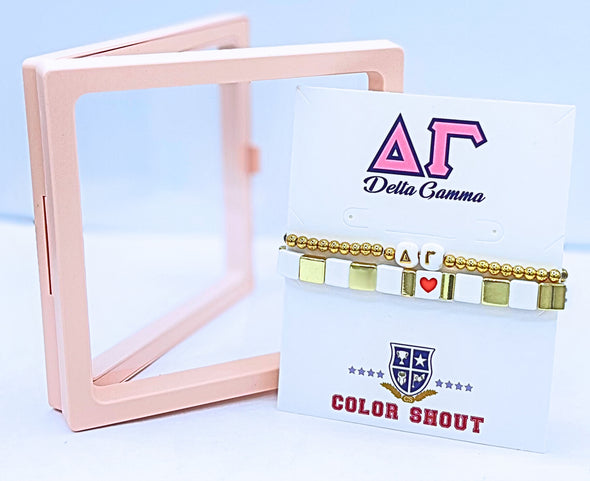 B202 DG-'I Love' Delta Gamma Bracelet Stack