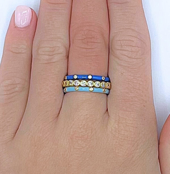 R206 KKG-Kappa Kappa Gamma Bezel & Enamel Stack Ring Set
