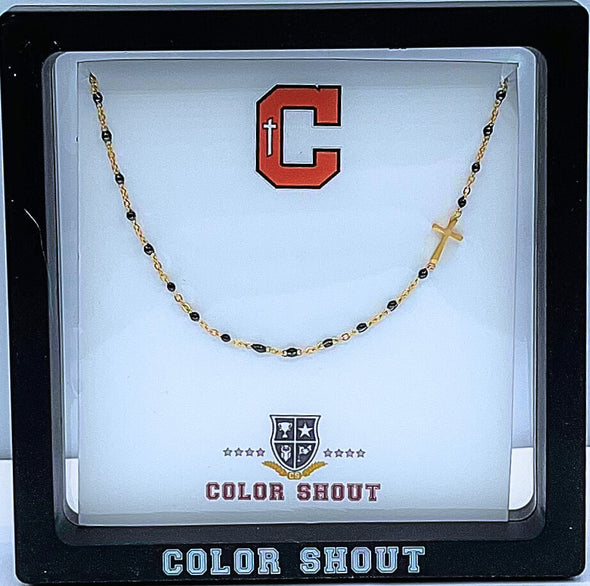 Custom School: Enamel Dot Cross Necklace