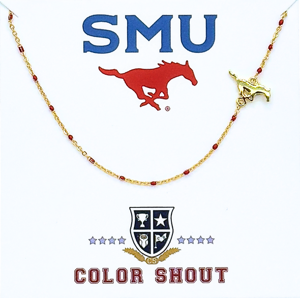 The College Logo Necklace: Side Set Logo on Enamel Bead Necklace