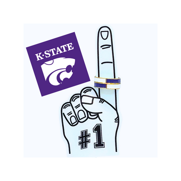 R207 - K State: Team Colors 50/50 Stack Ring Set